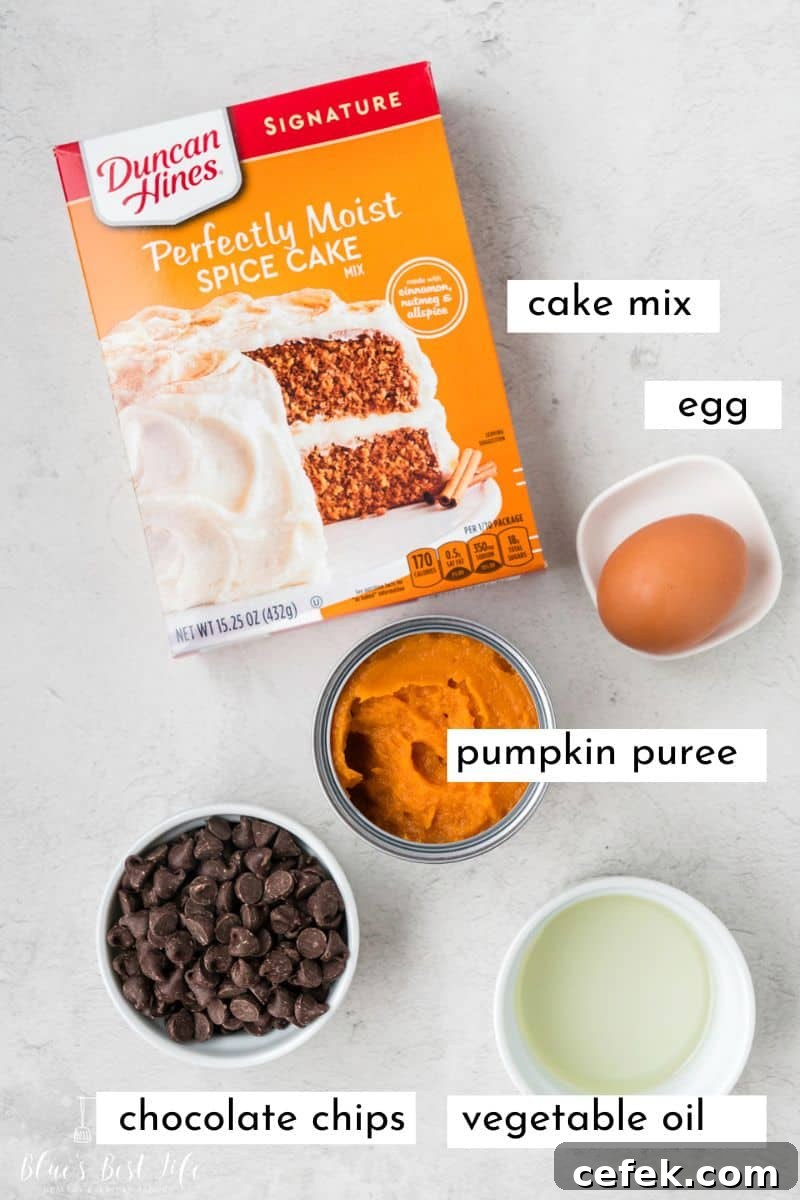 The ingredients to make pumpkin cake mix cookies. 