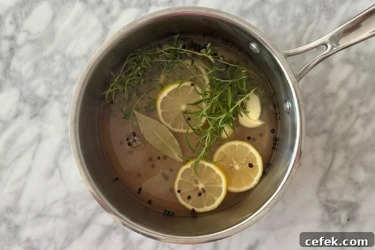 Brine for turkey in saucepan