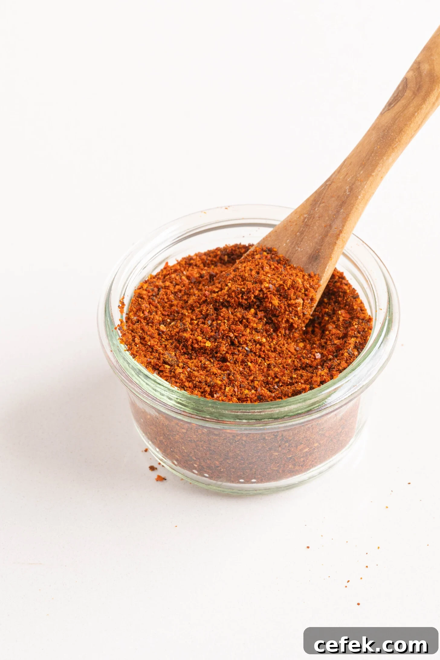 paprika in a small jar with a wooden spoon