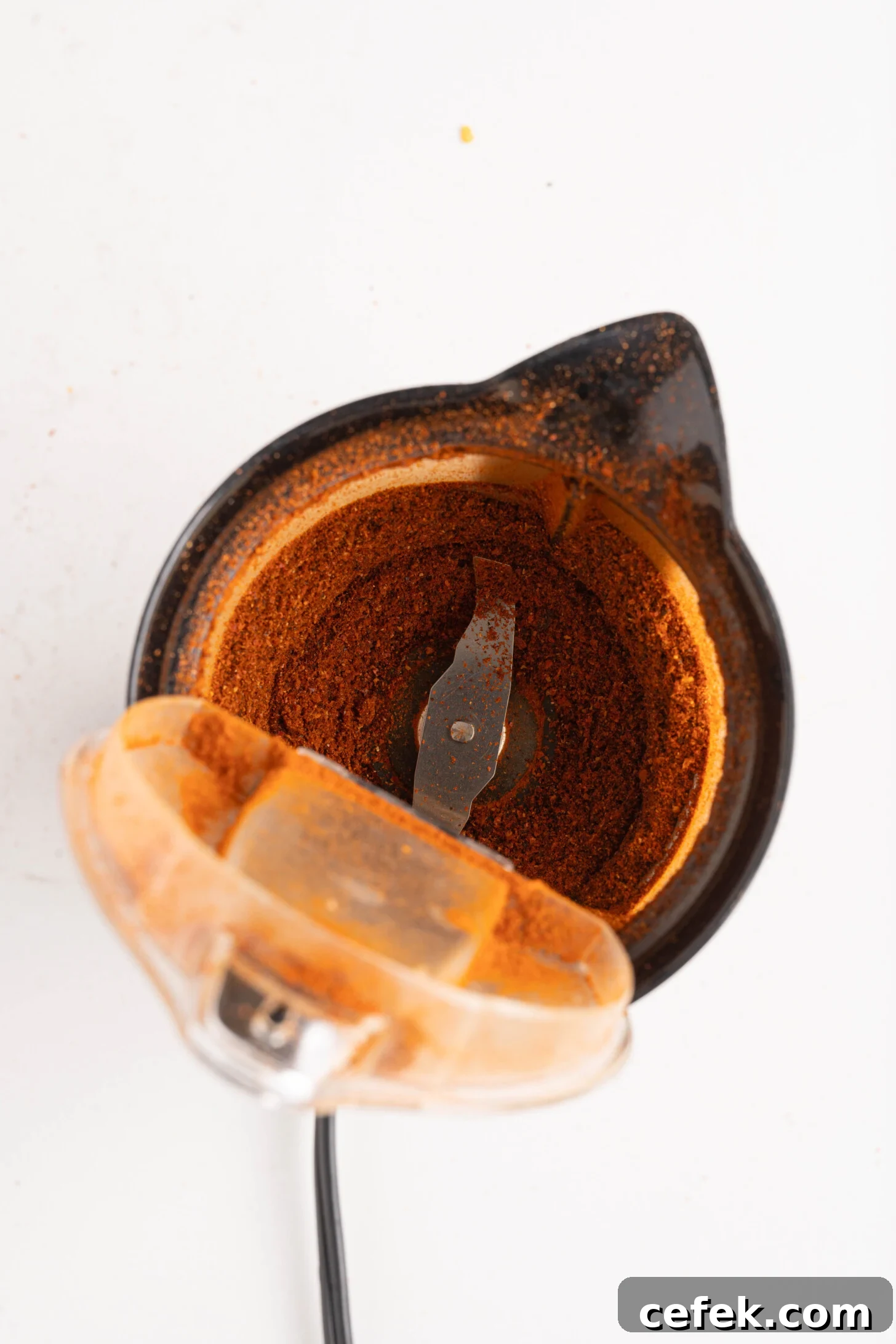 homemade paprika in a spice blender