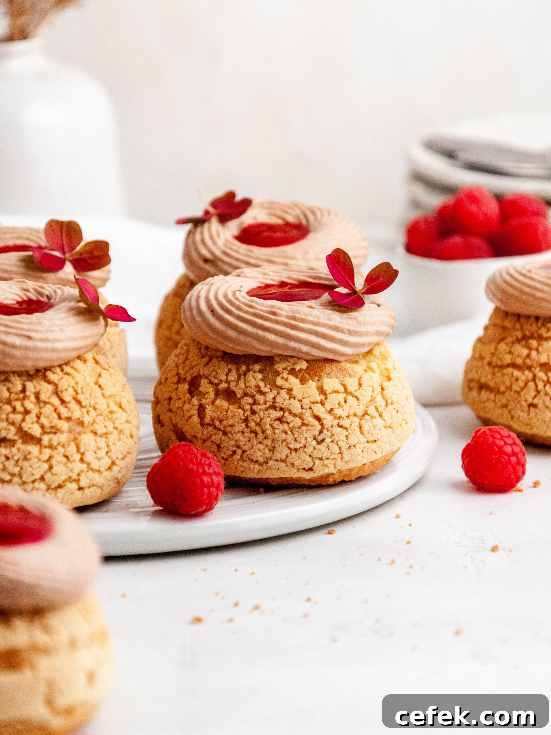 Choux au Craquelin with Raspberry and Nutella