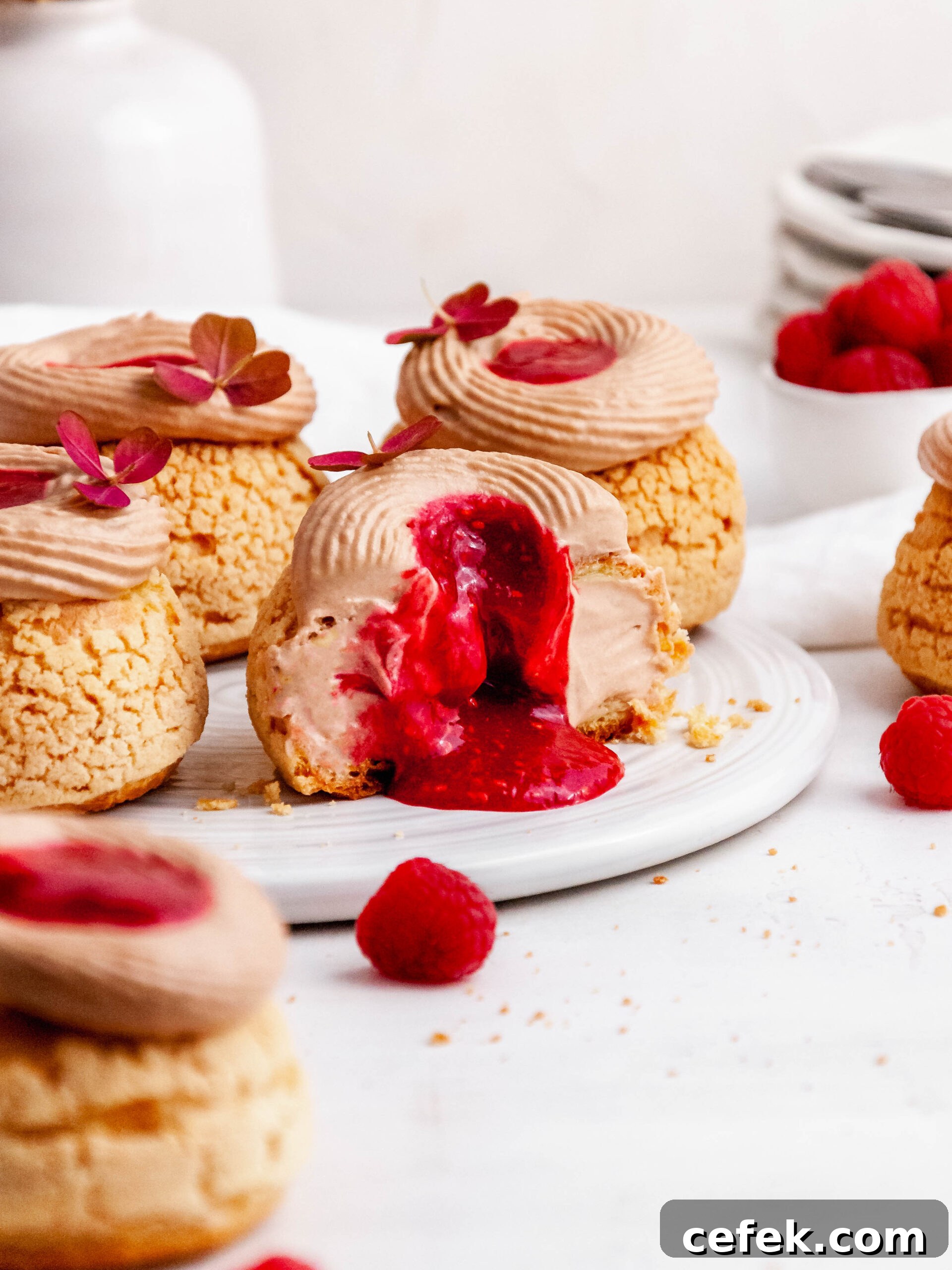 Close-up of choux au craquelin