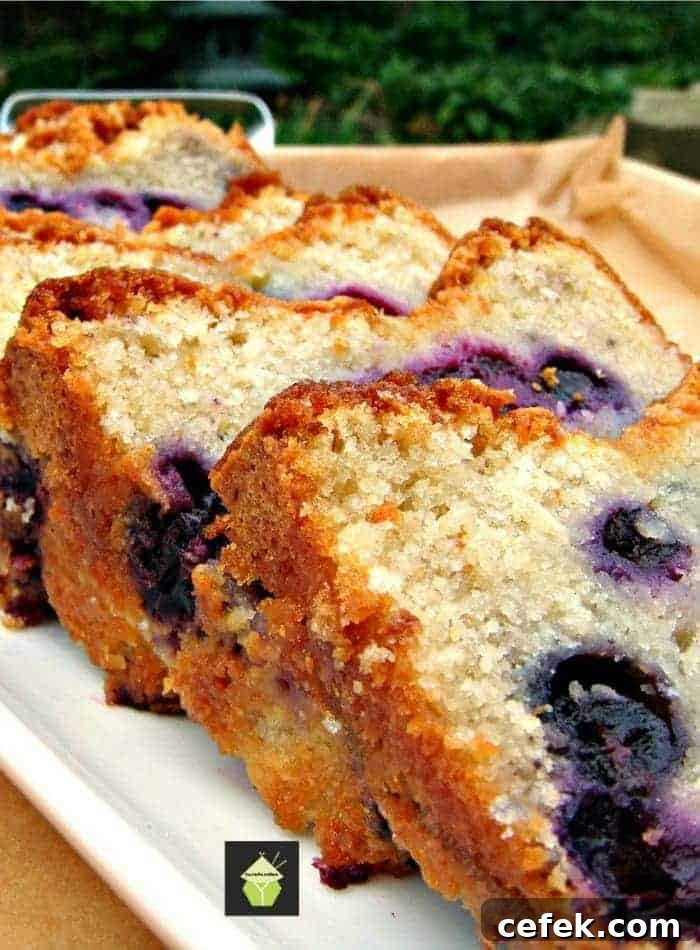 Blueberry Lemon Pound Cake, a delicious soft and moist loaf bursting with juicy blueberries! Perfect with a cup of tea
