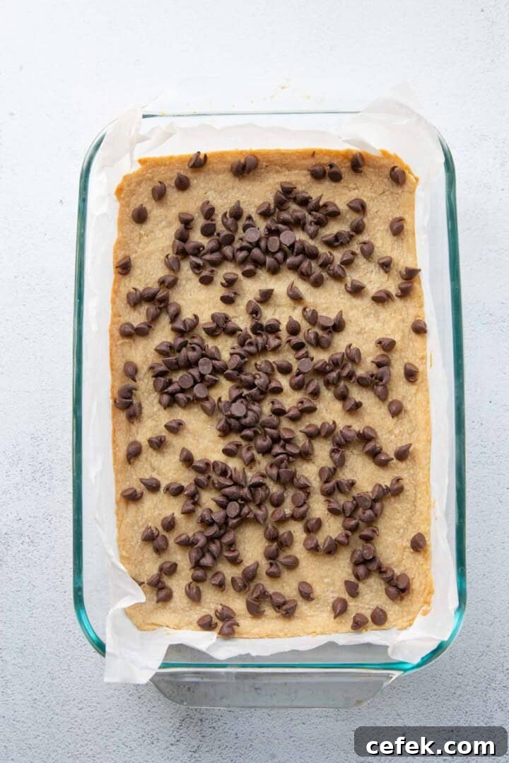 chocolate chips on a cookie base.