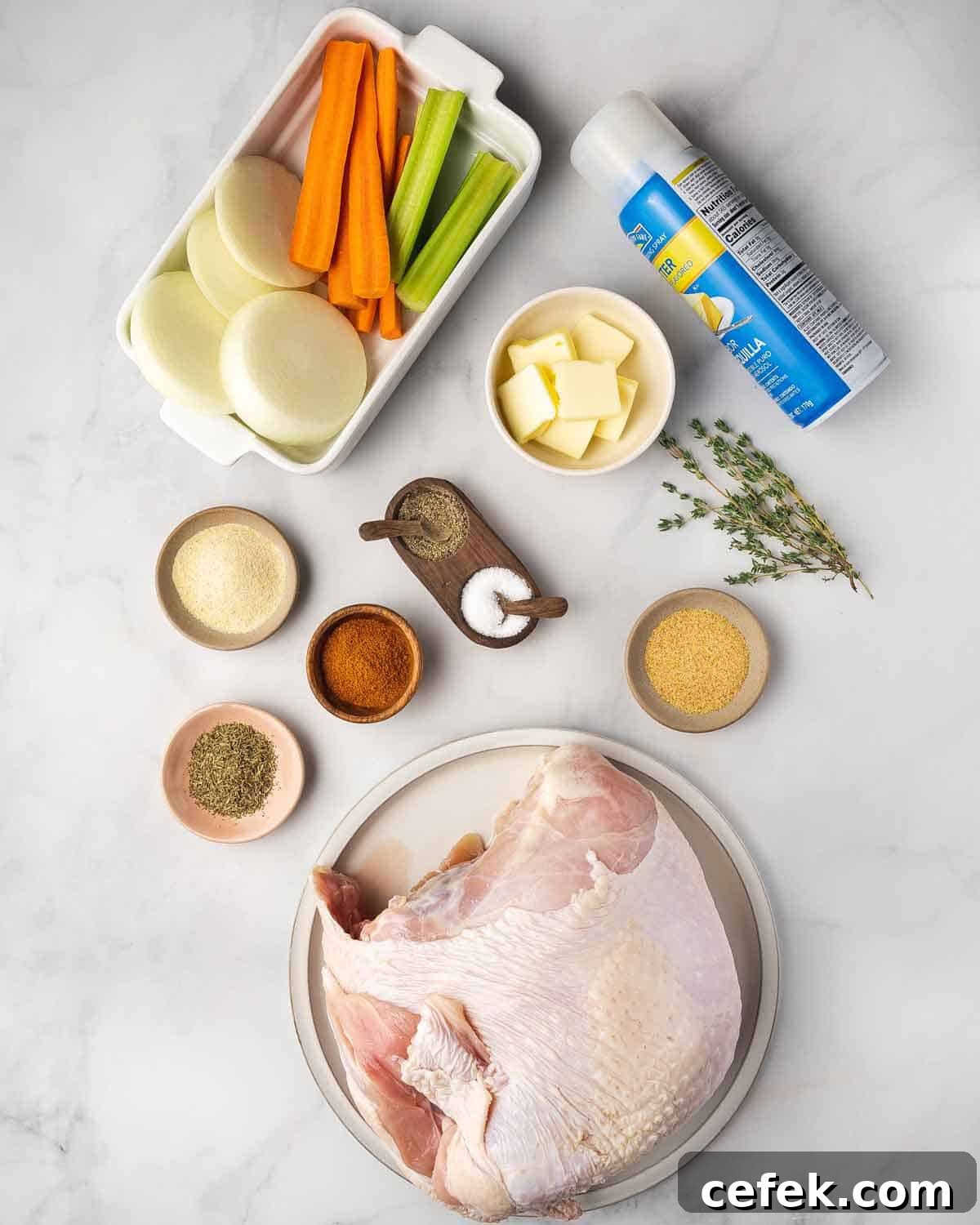 Ingredients needed to make a slow cooker turkey breast.