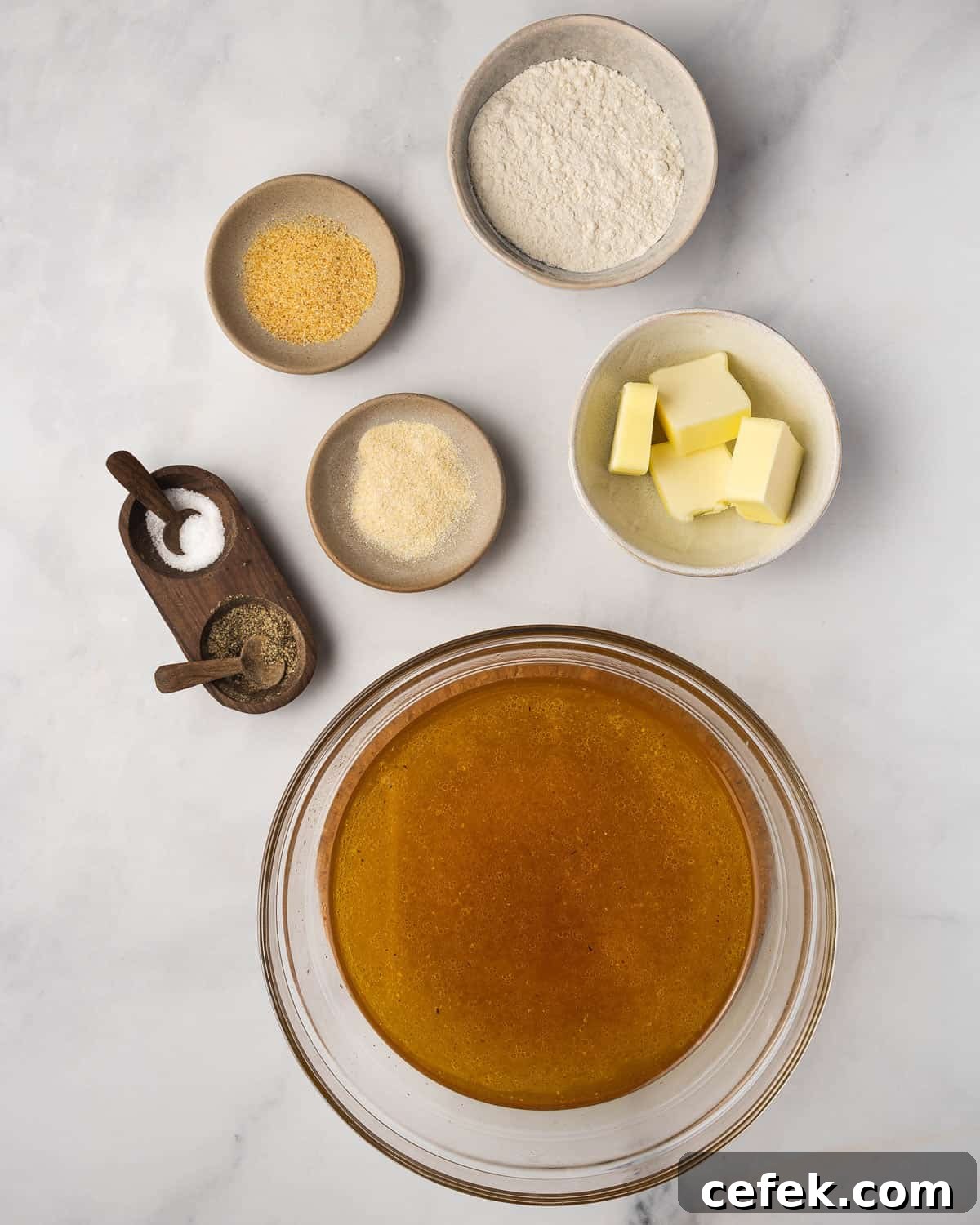 Ingredients needed to make gravy.