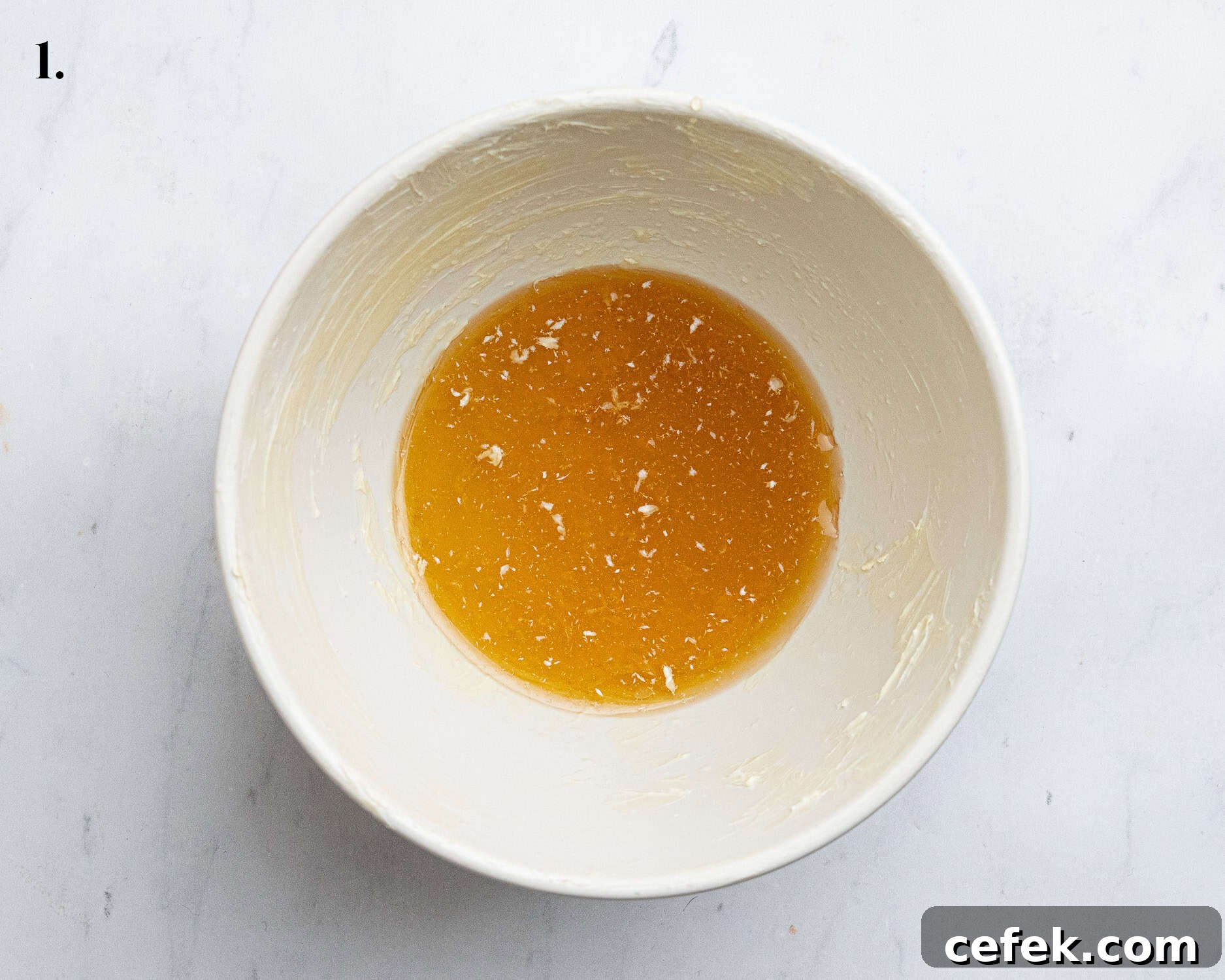 Step 1, the golden syrup in the pudding basin.