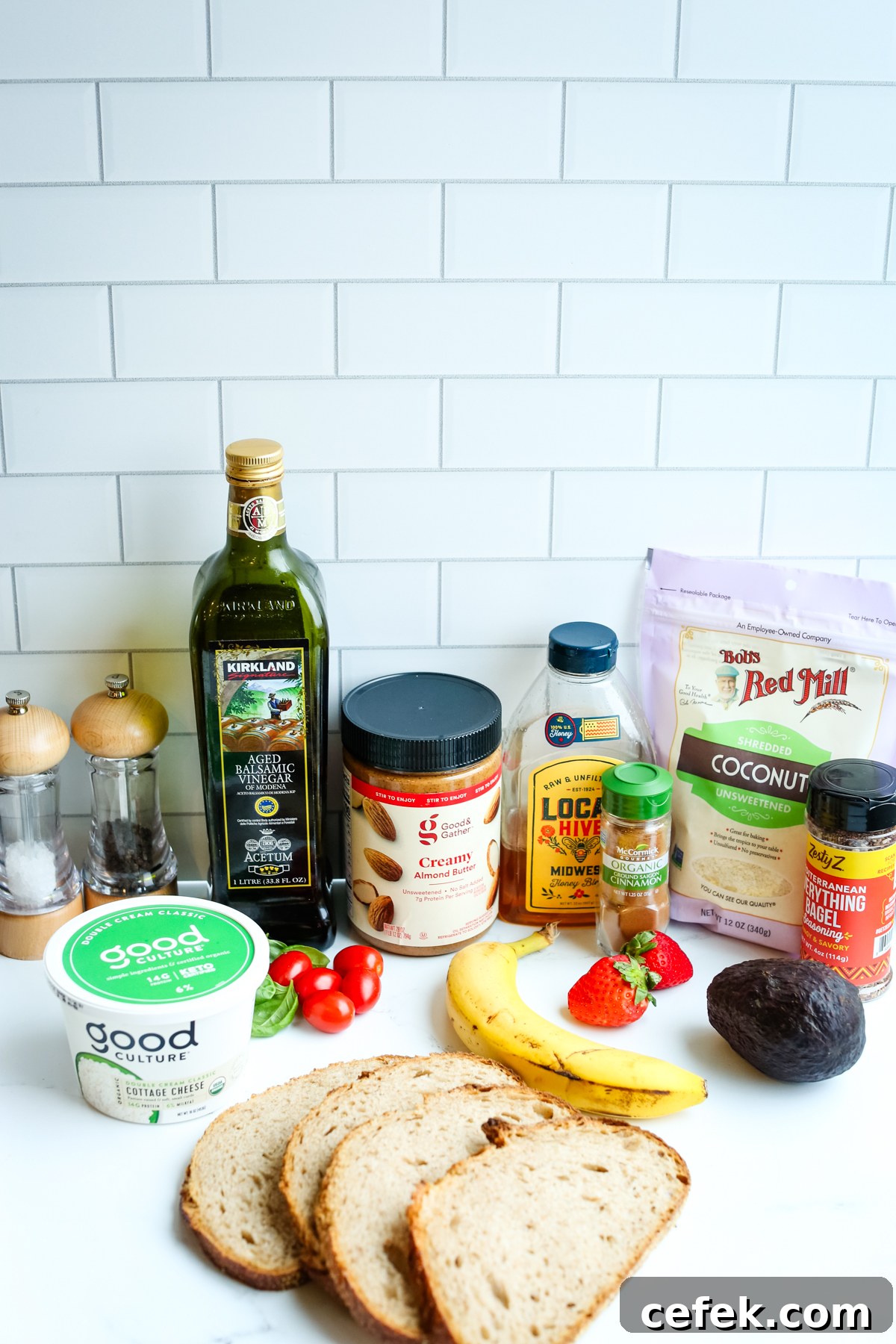 Recipe ingredients for Cottage Cheese Toast