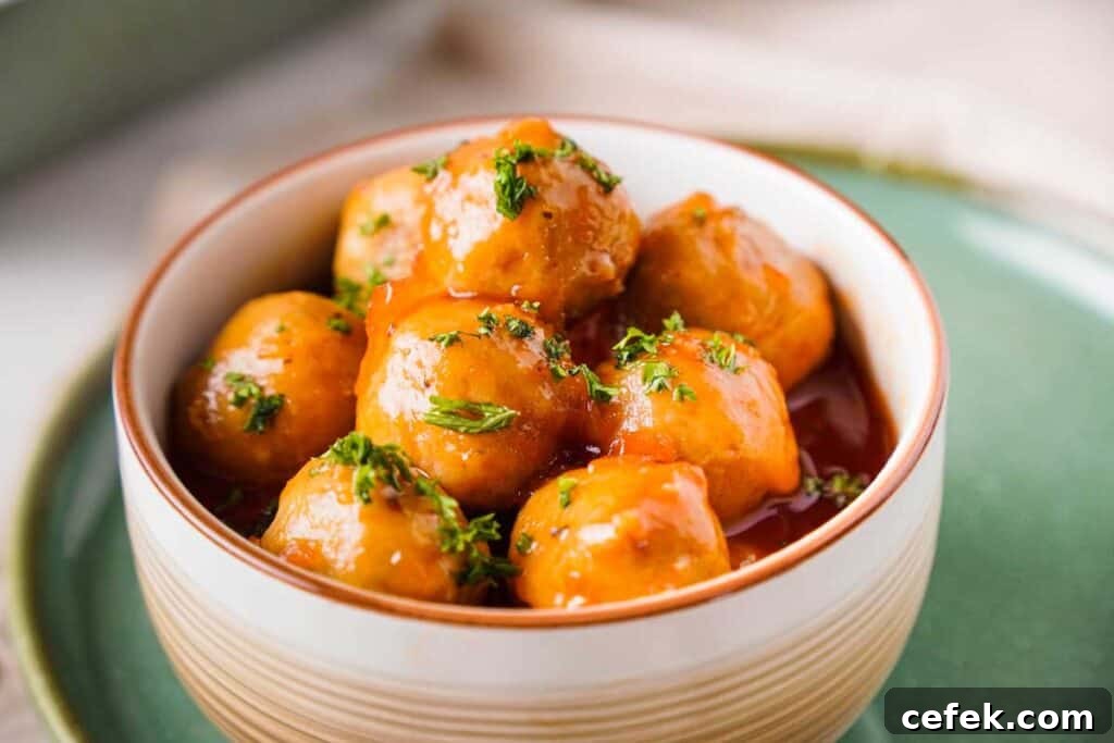 apple jelly meatballs in a bowl