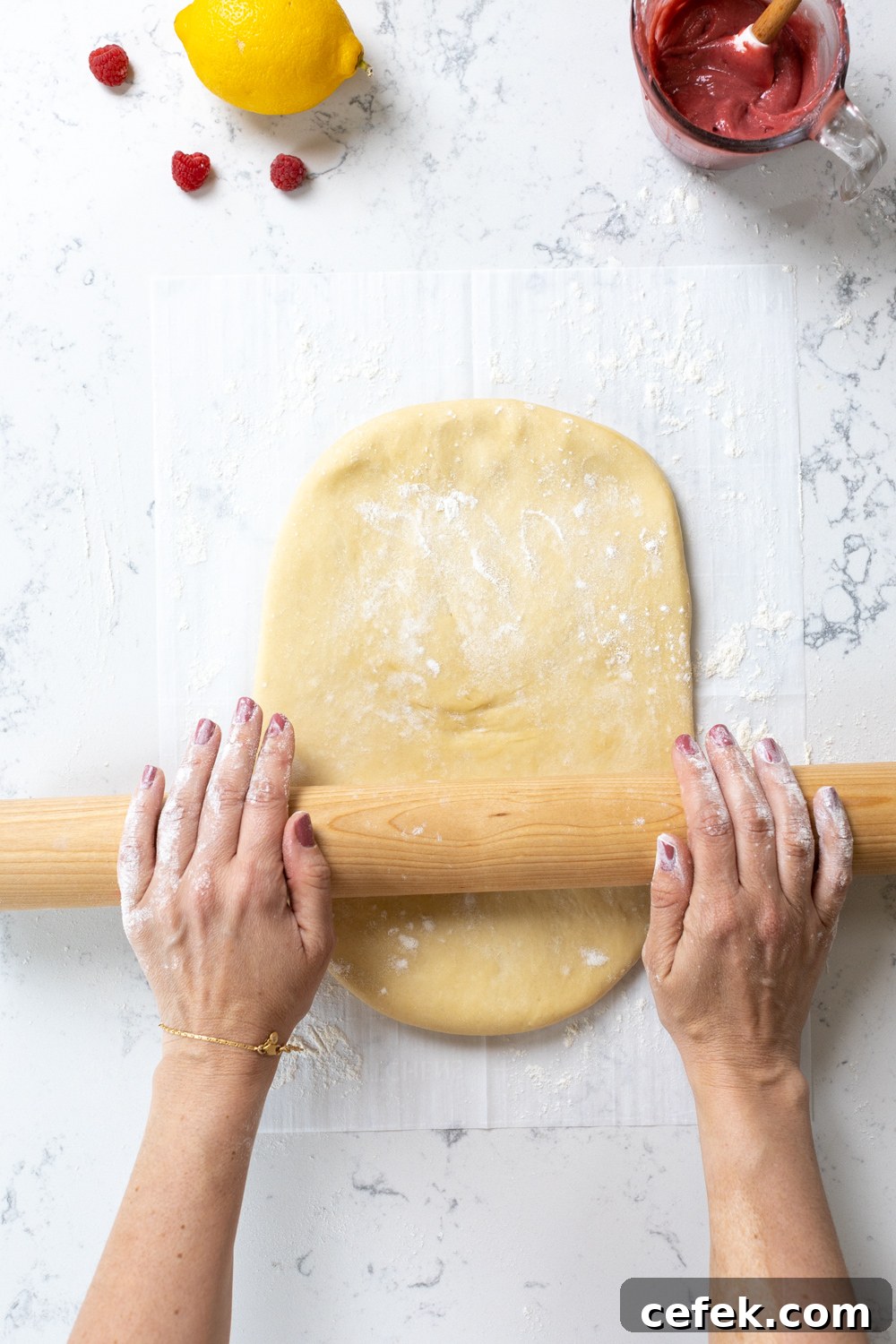 rolling out braid bread dough