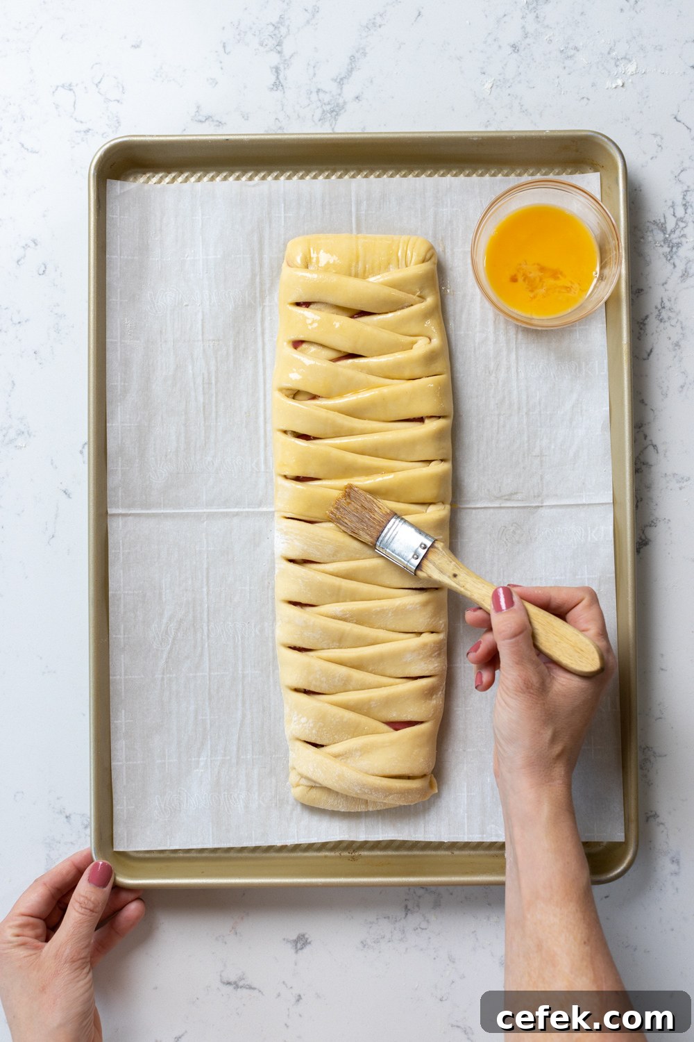 Raspberry Lemon Curd Braid egg wash