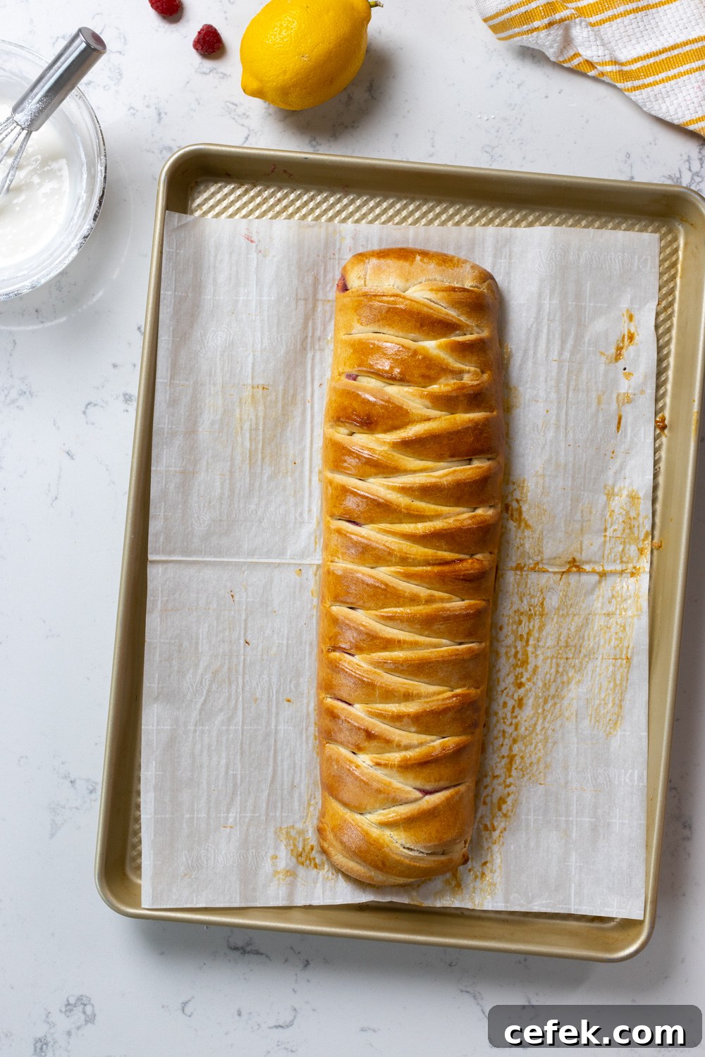 Raspberry Lemon Curd Braid cooling