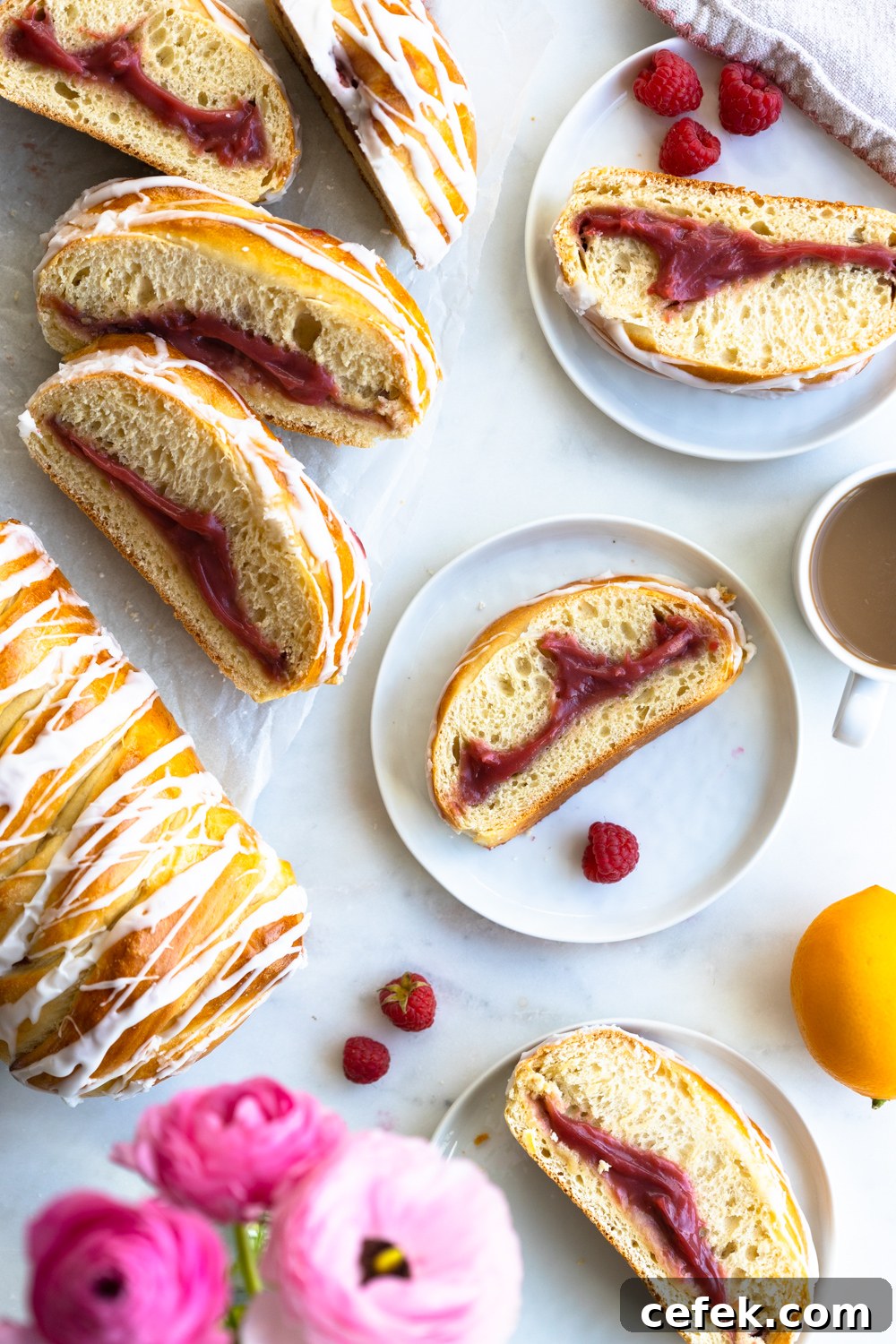 Plates of Raspberry Lemon Curd Braid