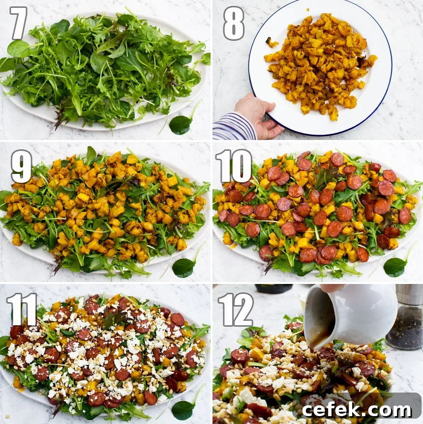 How to make Roast Pumpkin Salad With Feta And Chorizo