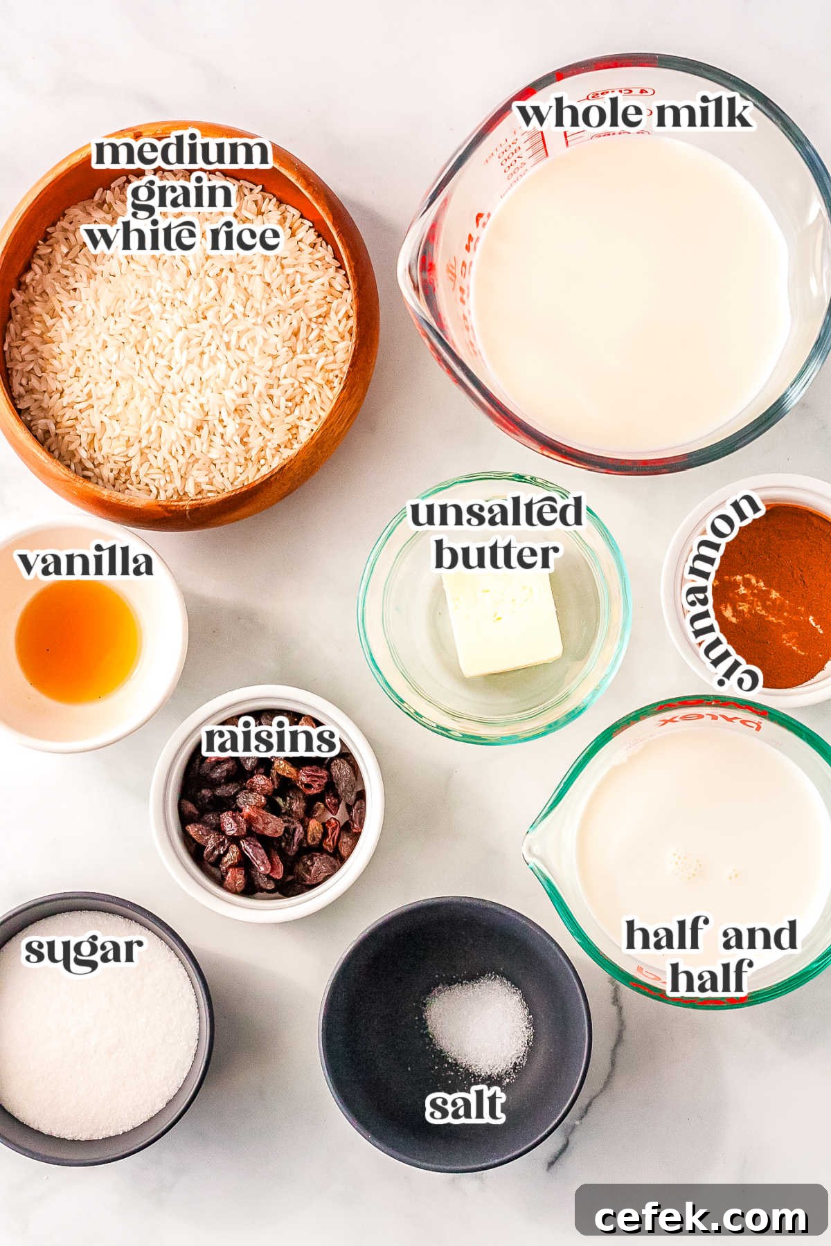 All of the recipe ingredients with text overlay labeling each.