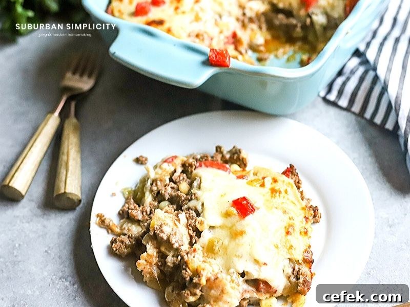 Served beef enchilada casserole