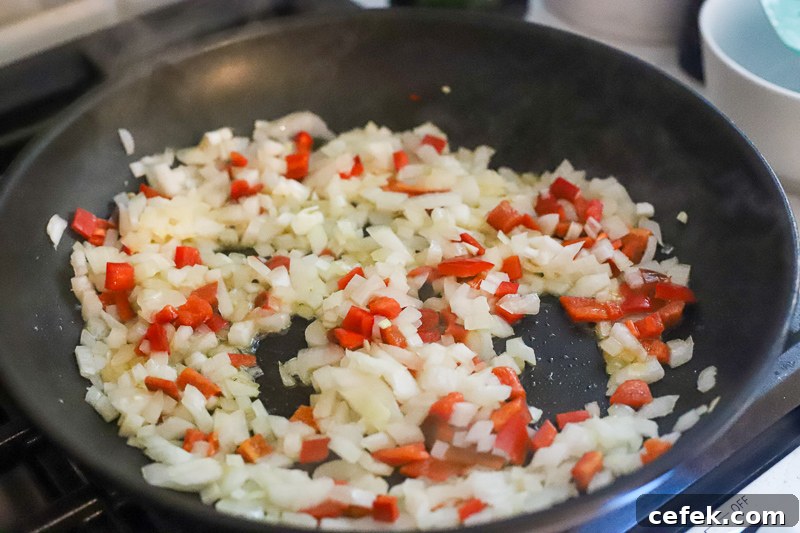 Onions and peppers cooking