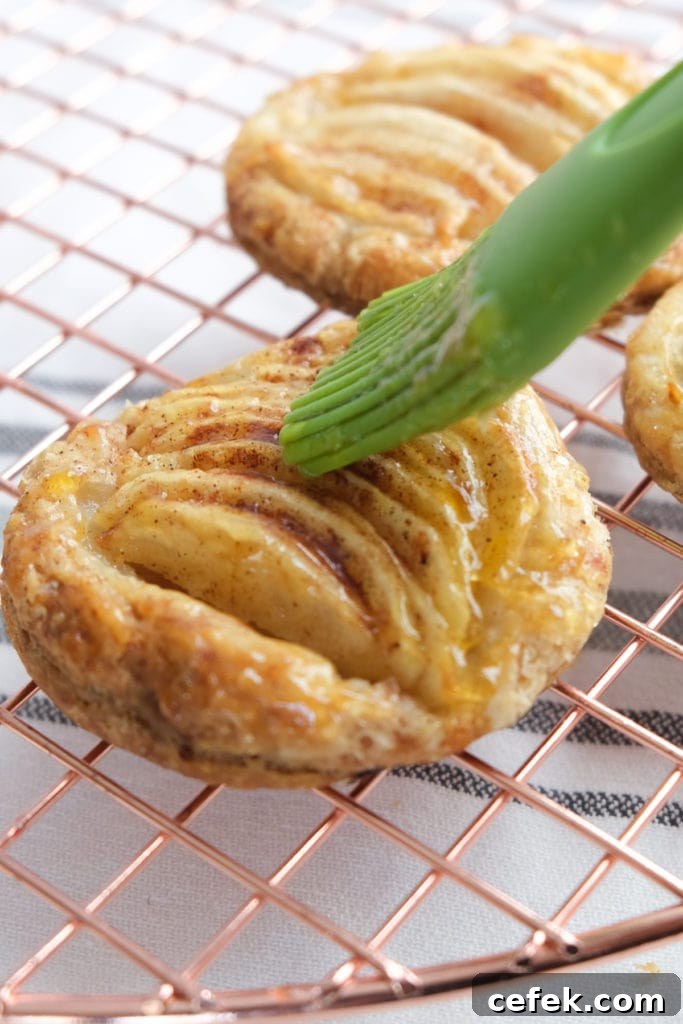 glazing apple tarts 