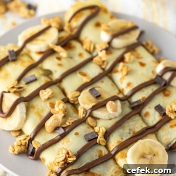 banana Nutella crepes on plate