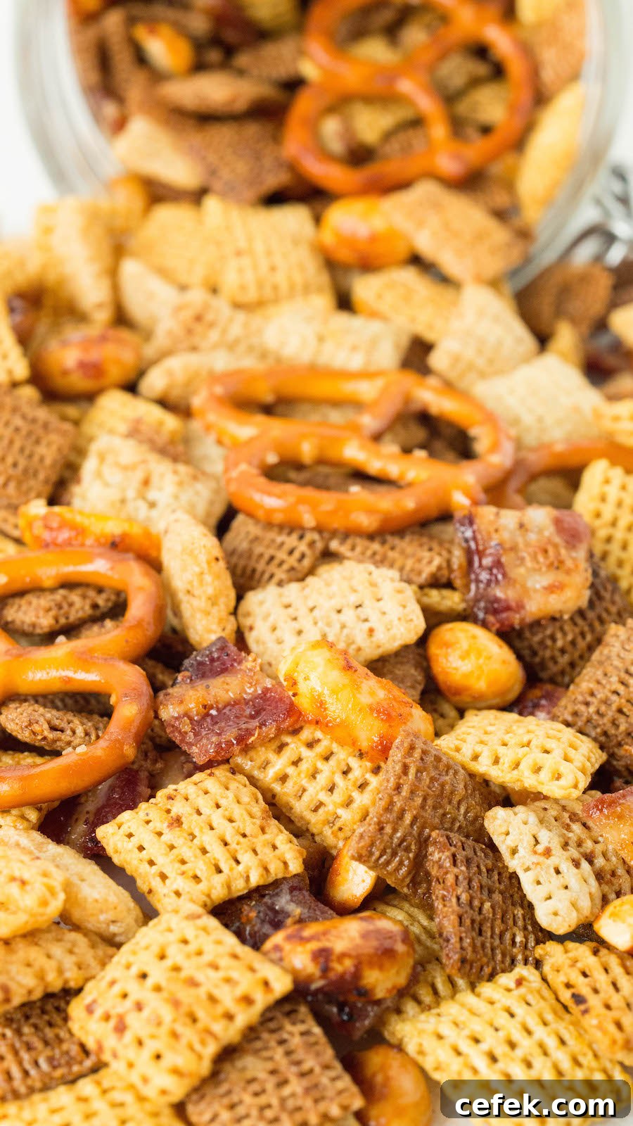 Duck Fat Chex Mix recipe made in the crock pot.