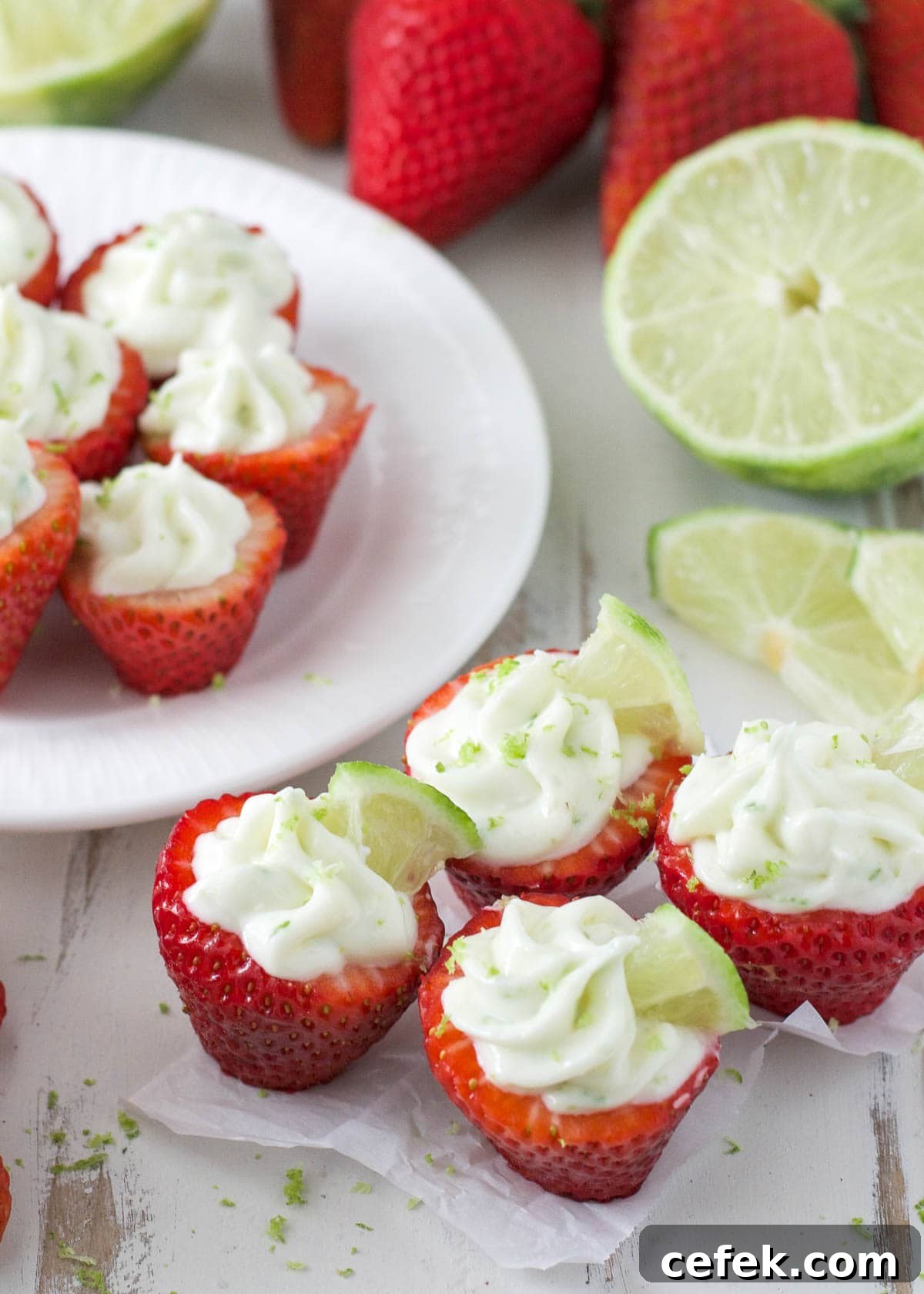 stuffed strawberries with lime cheesecake filling