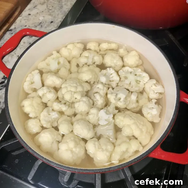 Blanching cauliflower