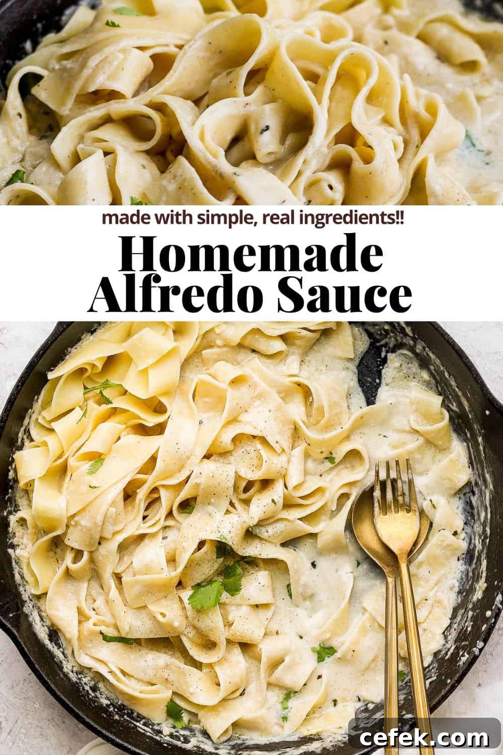 Pinterest image for homemade alfredo sauce.
