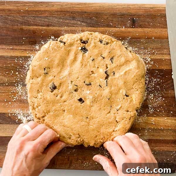 Shaping the scone dough into a circle.