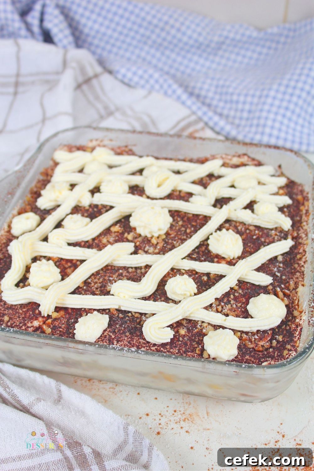 Image of eggnog tiramisu in a baking dish
