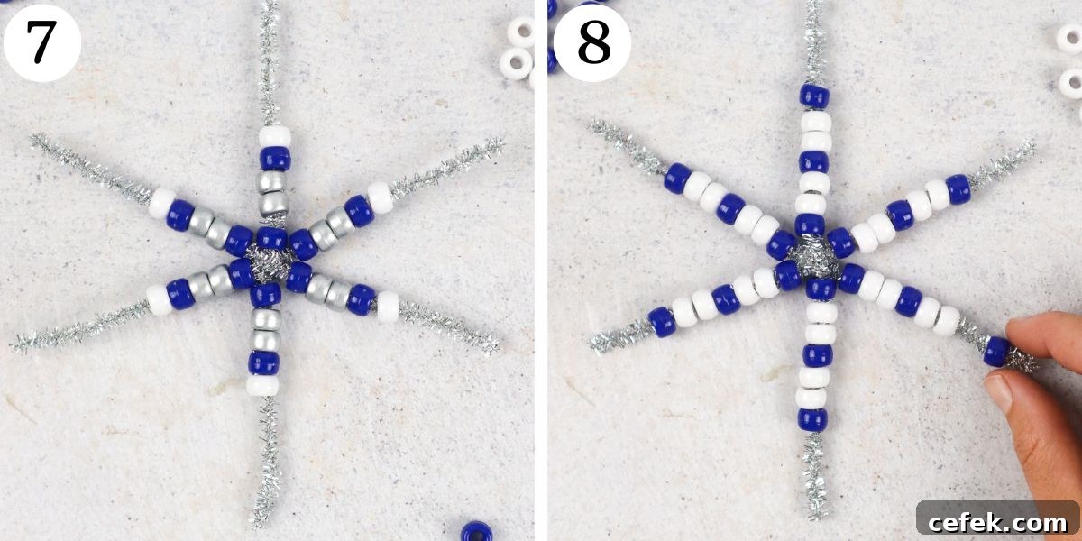 Charming Pipe Cleaner Snowflakes Steps 7-8