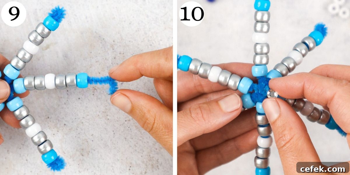 Lovely Pipe Cleaner Snowflakes Steps 9-10