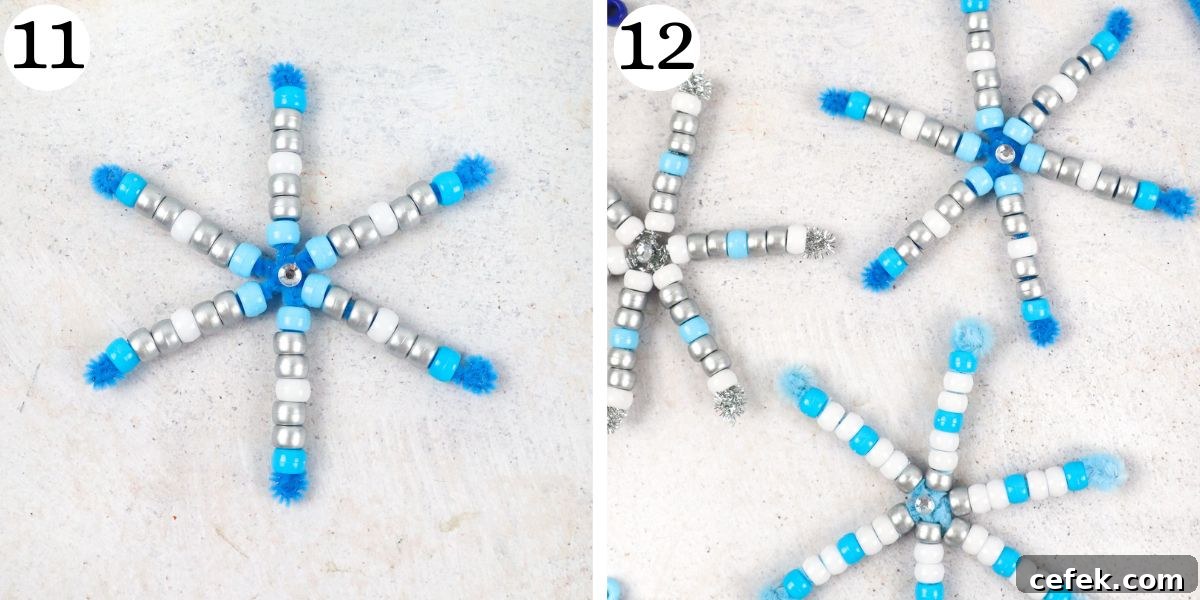 Nice Pipe Cleaner Snowflakes Steps 11-12