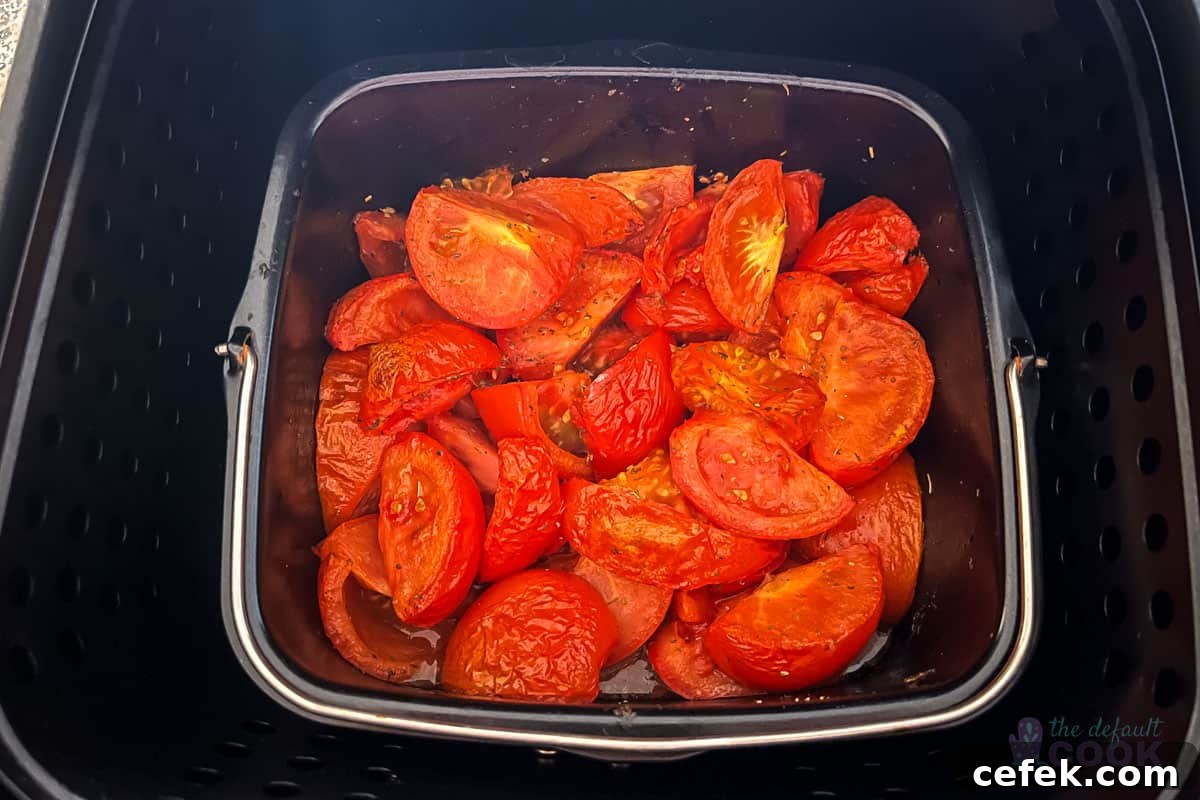 Baking dish nested inside the air fryer basket.