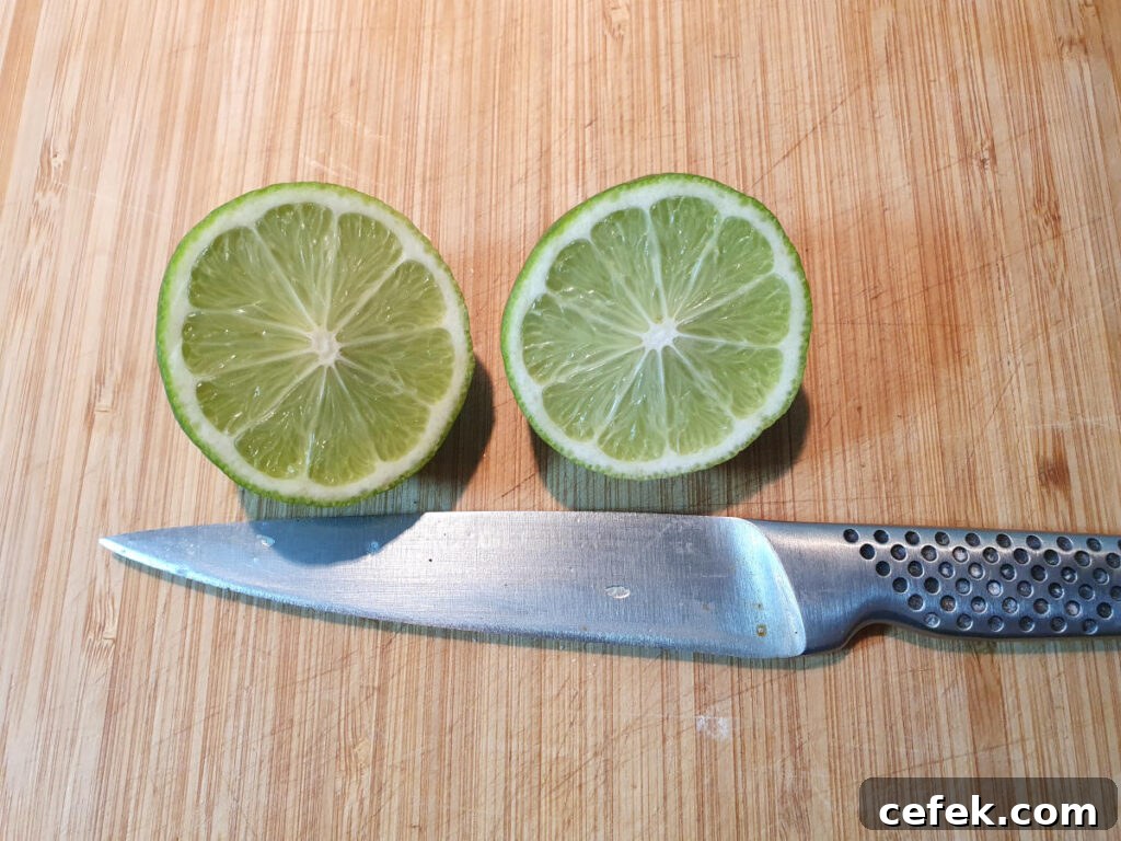 cutting up limes to juice.