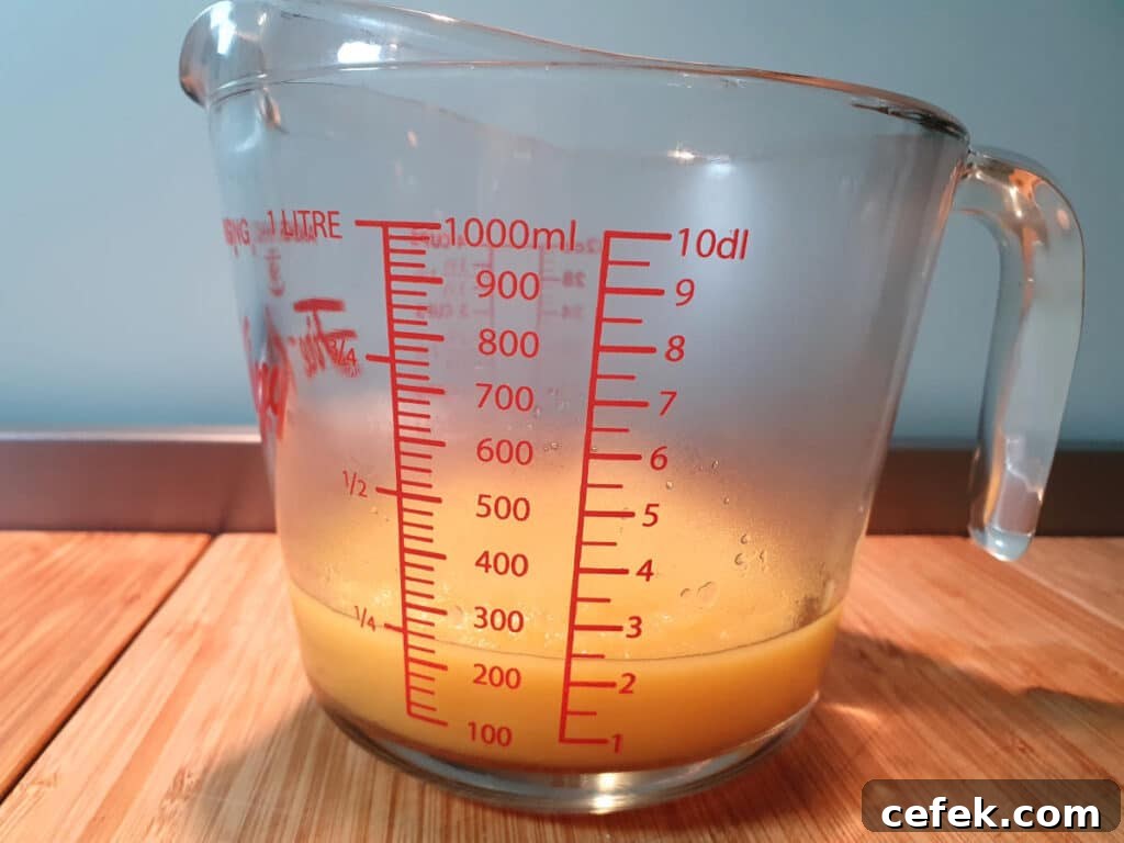 one cup reduced pineapple in jug.