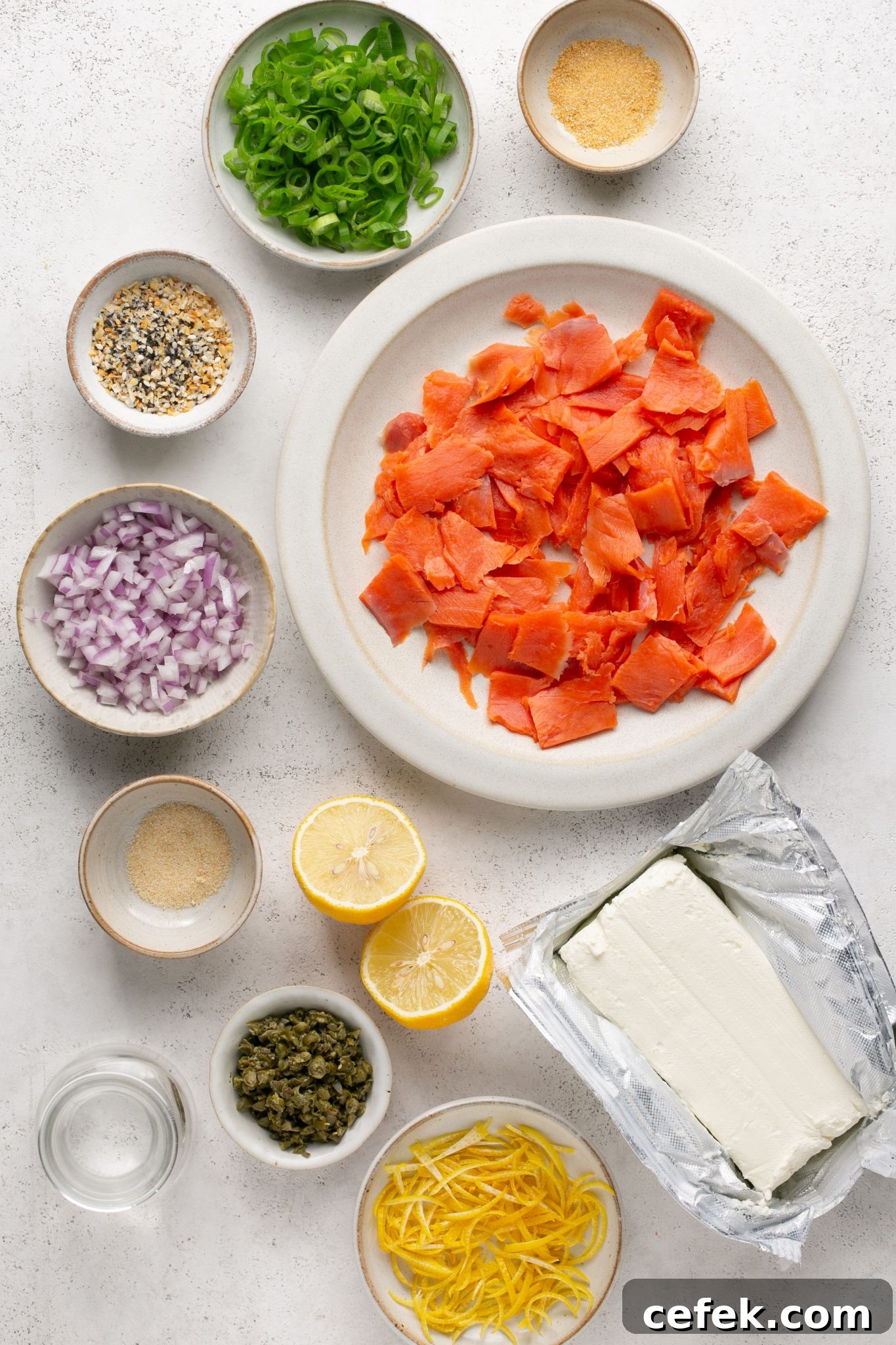 Ingredients for smoked salmon board