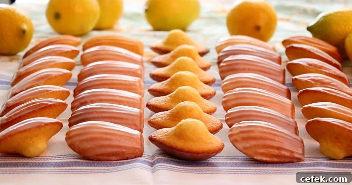lots of lemon madeleines lined up on a table with fresh lemons
