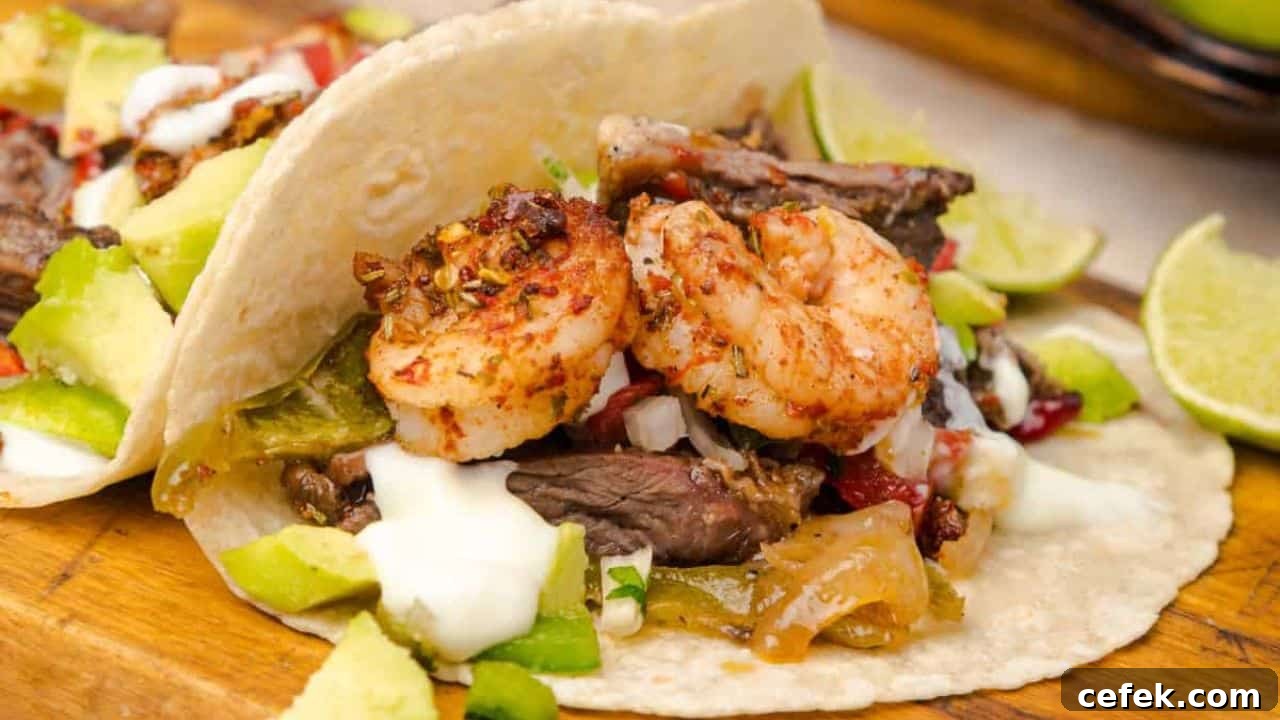 Sheet Pan Steak and Shrimp Fajitas