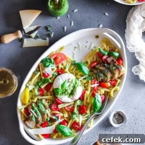 chicken caprese salad with basil pesto