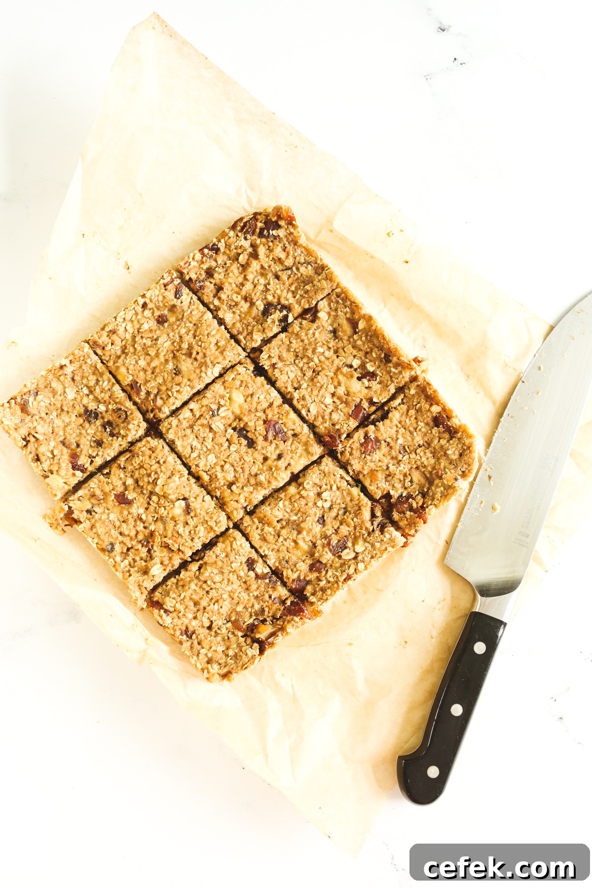 Banana Oatmeal Bars cut into 9 squares 