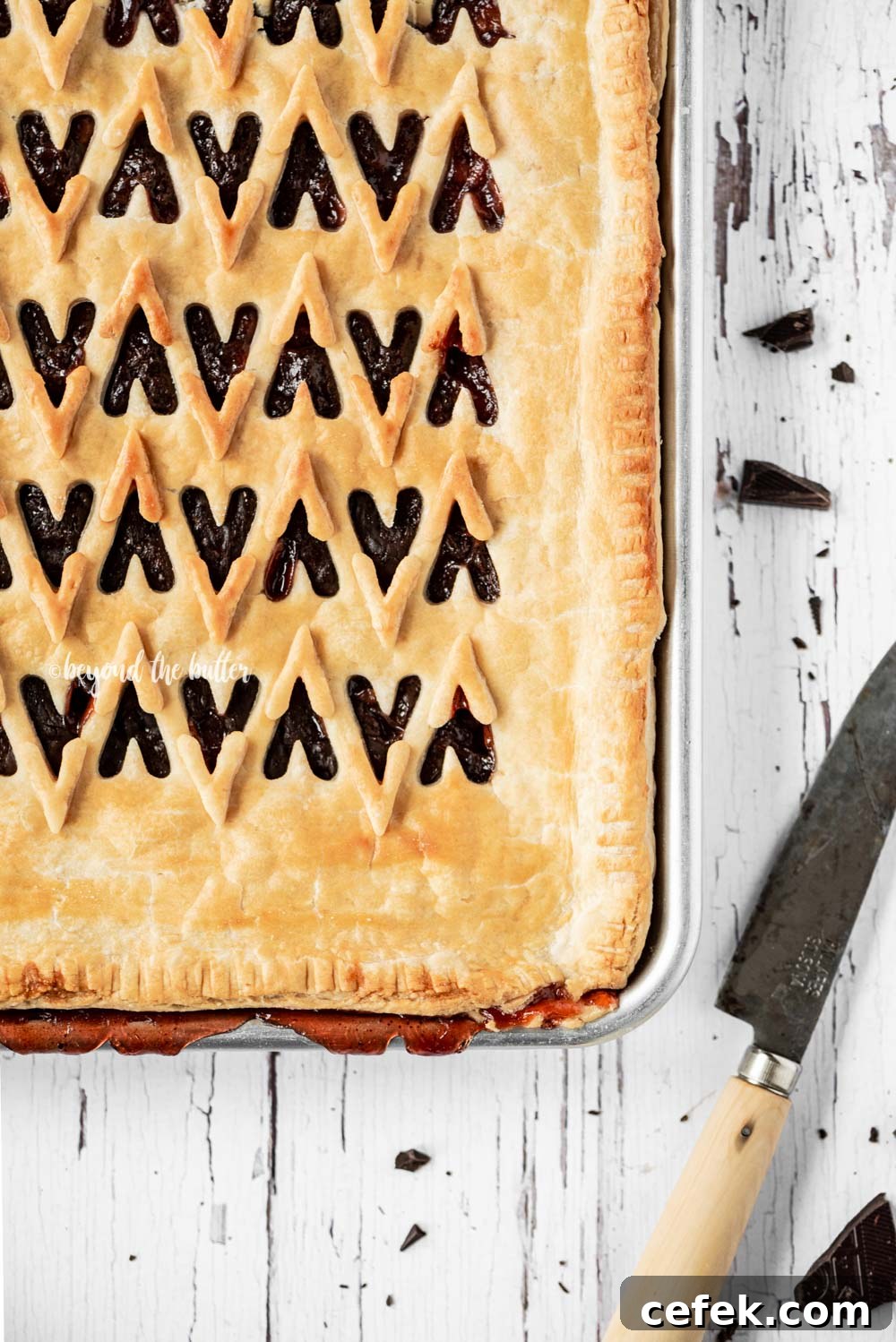 Chocolate Cherry Bourbon Slab Pie recipe | All Images © Beyond the Butter, LLC