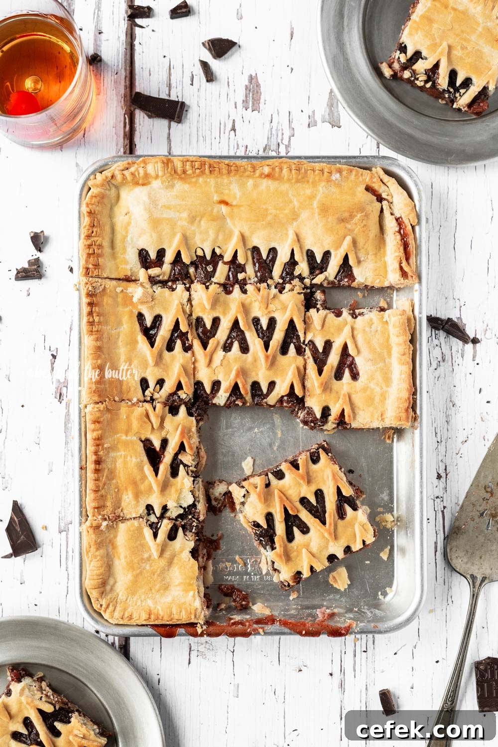 Chocolate Cherry Bourbon Slab Pie recipe | All Images © Beyond the Butter, LLC