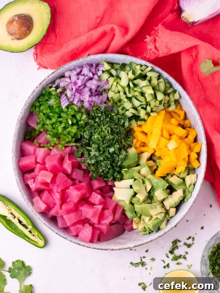 unmixed ingredients in a large bowl