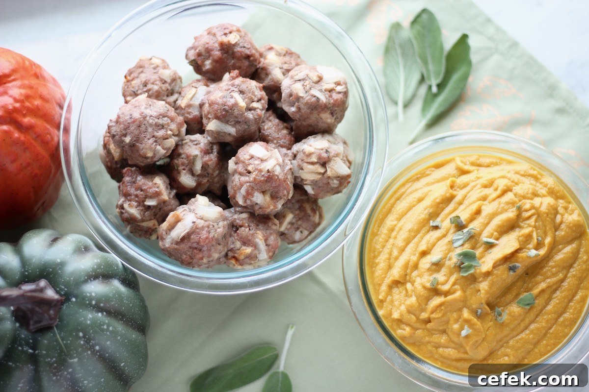 Instant Pot Pumpkin Alfredo with Apple Sage Meatballs (AIP, Paleo) - creamy pumpkin alfredo sauce compliments sweet and savory pork meatballs for a winning Fall dinner! | fedandfulfilled.com
