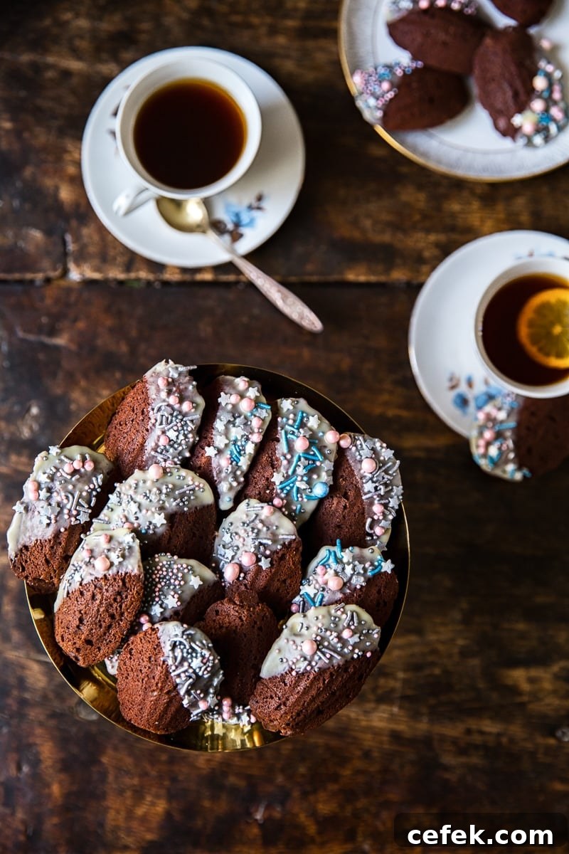 Top down of the cakes with tea