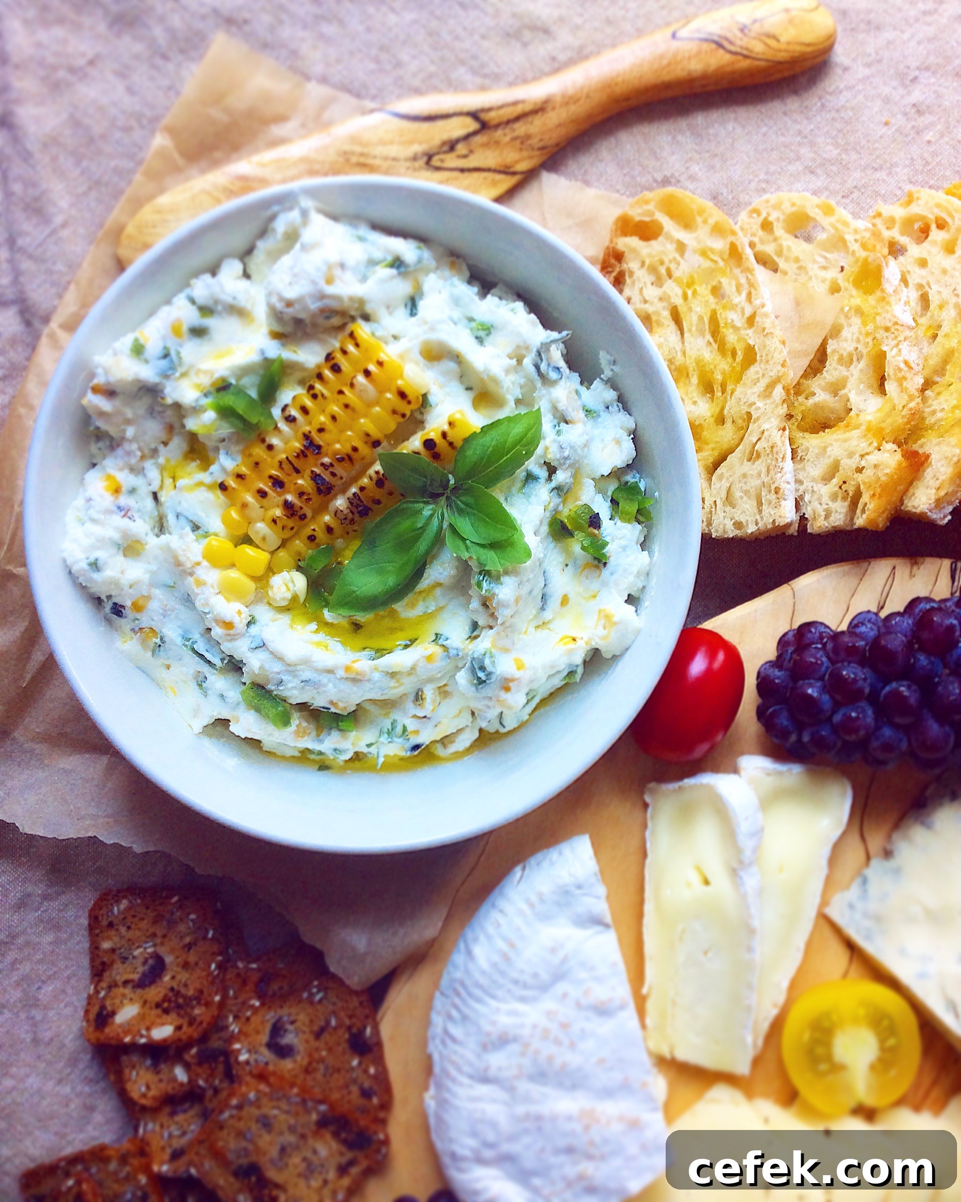 Summer Cheese Board + Grilled Corn & Jalapeno Goat Cheese Spread
