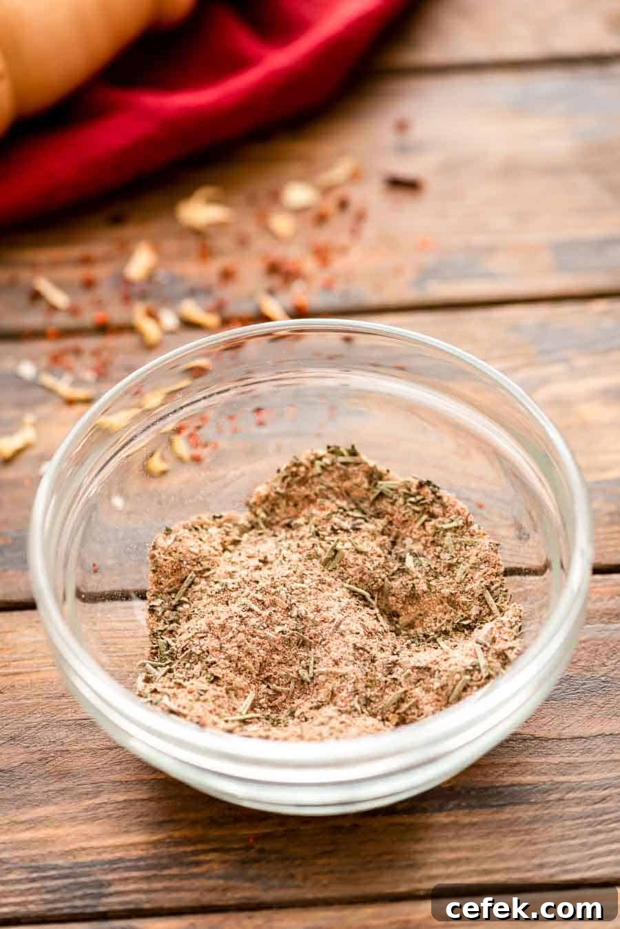 Chicken Seasoning mixed in glass bowl