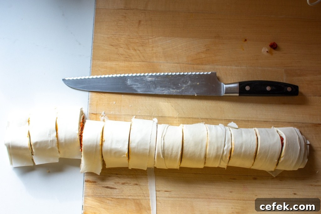 The roll after being sliced