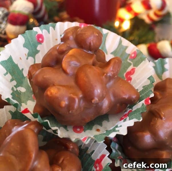 Slow Cooker Peanut Cluster in candy wrappers