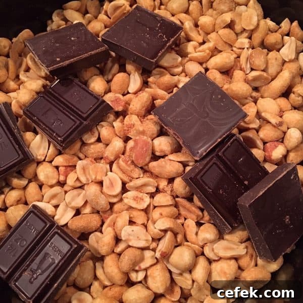 Peanuts and chocolate in slow cooker